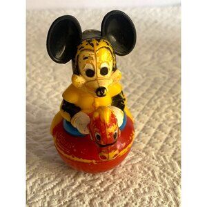 Gabriel Mickey Mouse Roly-Poly Toy Vintage Horse Ride Baby Rattle Figure Yellow/